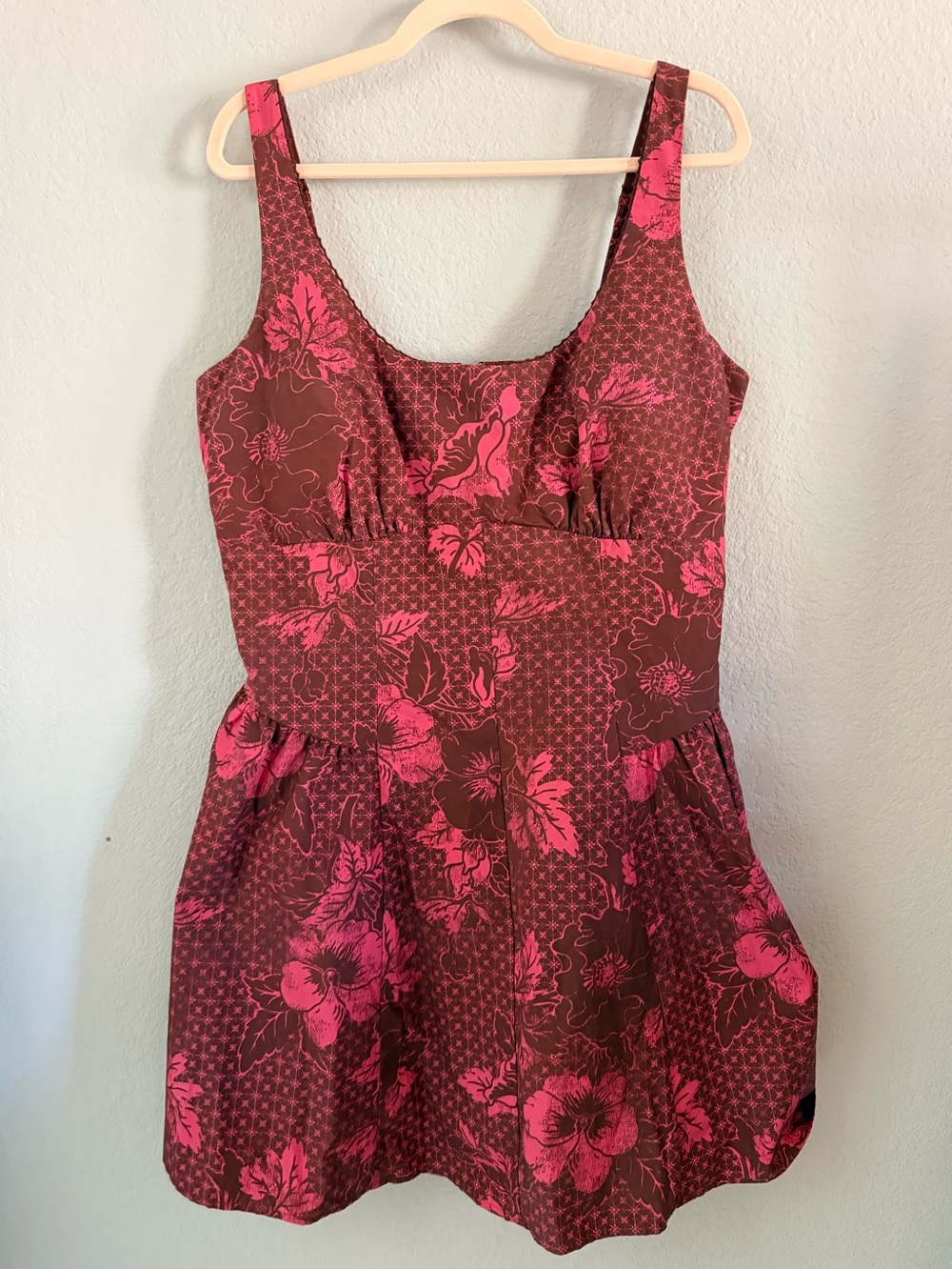 Abercrombie & Fitch Pink Burgundy Floral Mini Dress XL Tall